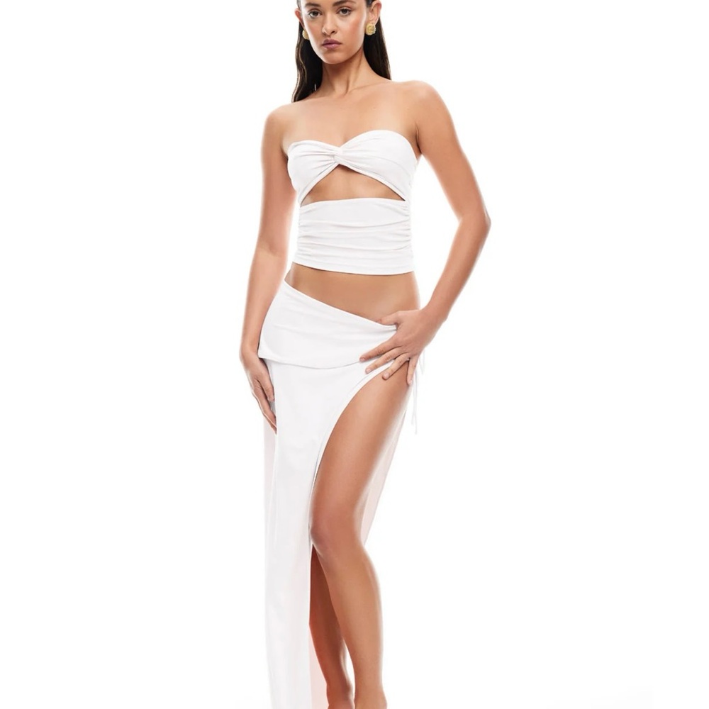 Lioness White Swim Coverup with High Slit